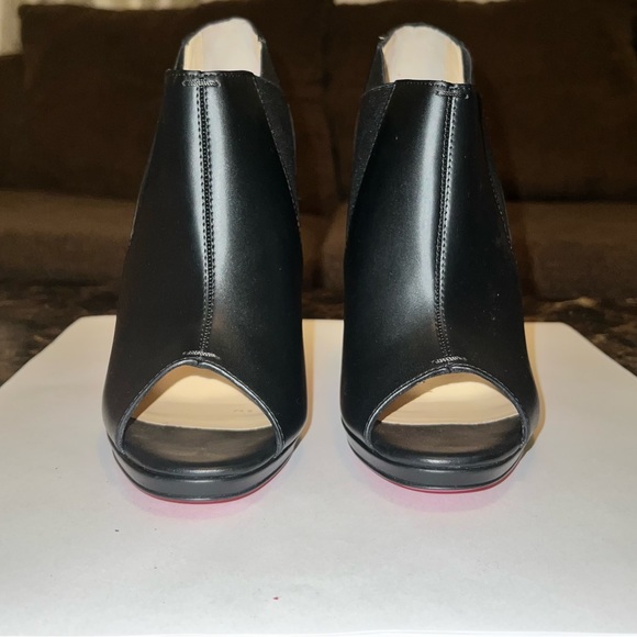 Bootstagram Red Sole Peep-Toe Bootie, Black - Picture 3 of 10